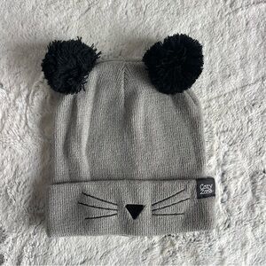 Cozy Zone Gray Knit Cat Ear Beanie For Winter .